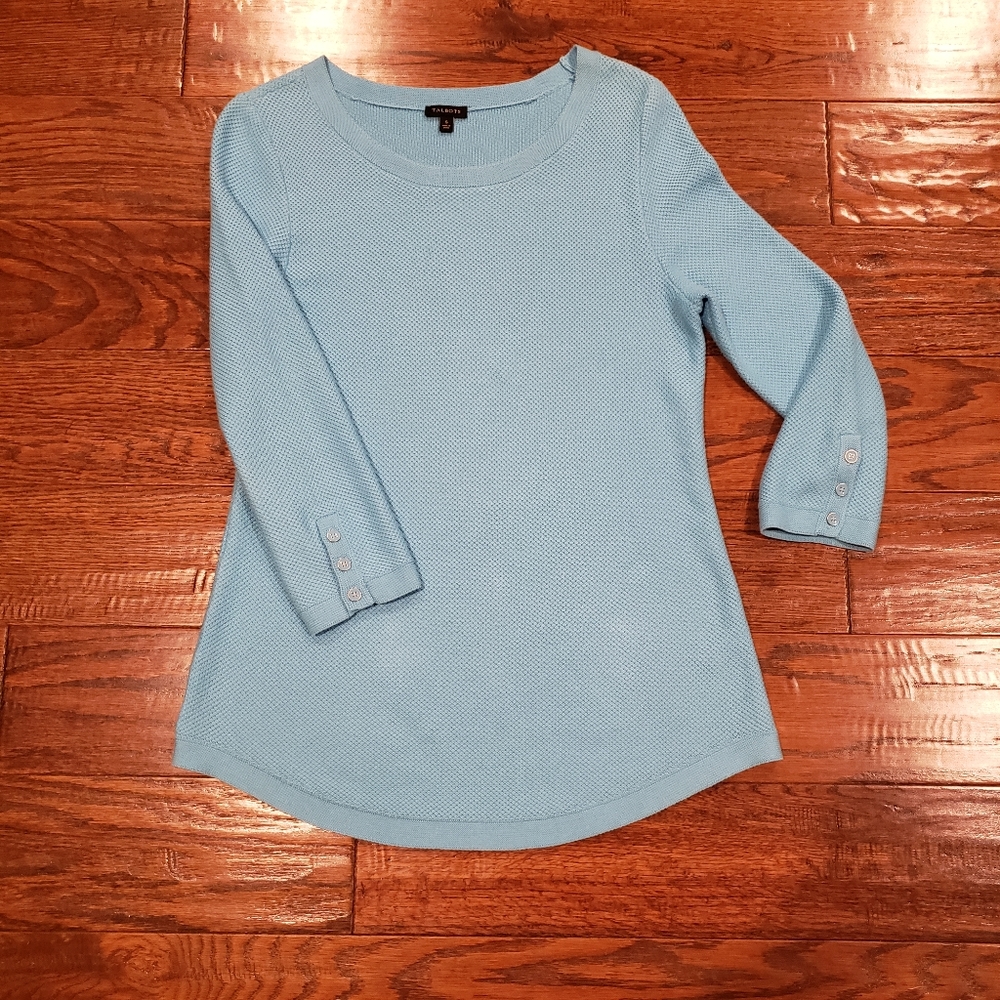 TALBOTS Women's Aqua 3/4 Sleeved  Knit Shirt - Size S